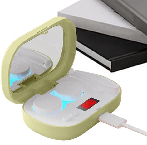 Cleaner Ad Ultrasuoni Per Lenti Conta CT, Detergente Per Lenti Morbide, Macchina Per La Pulizia Delle Lenti A Contatto, Tecnologia Ad Ultrasuoni Ricaricabile E Cordless, Avanzata, 9.8x6.6x9 Cm Per Ami