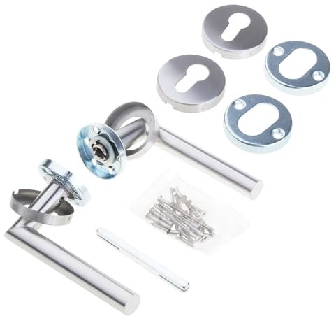 pumpumlia Ensemble de leviers de porte élégants avec rosace ronde et rosaces pour gauchers et droitiers en acier pour porte intérieure