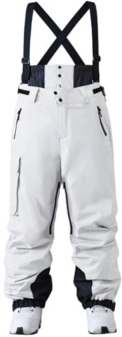 HOTIAN Pantalones de esquí para hombre, pantalones de snowboard, impermeables, resistentes al viento, transpirables, para invierno, cálidos, de gran tamaño, para la nieve