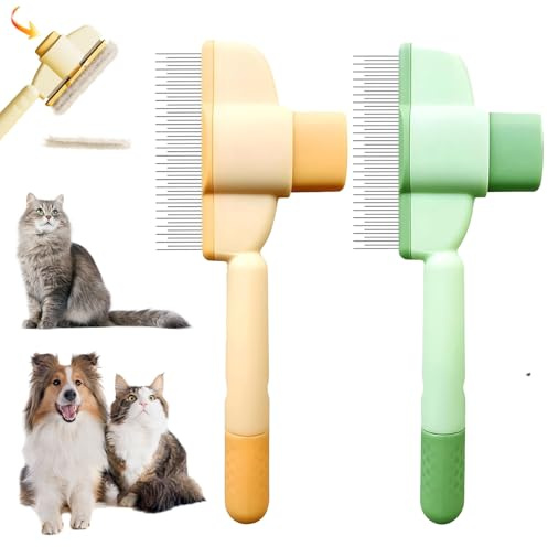 2 Stück Fellblitz Bürste Katze, Fellklickbürste, Fellwunderbürste, Katzenbürste, Ideal für Langhaarkatzen Entfernt Lose Haare, Fördert Gesundes Fell