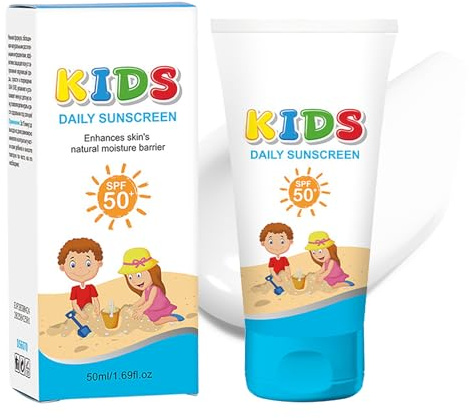 Kids Daily Sunscreen SPF 50 - Broad Spectrum UVA & UVB Protection for Children - Moisturising Sun Cream for Face & Body - Lightweight Non-Greasy Daily SPF - Water Resistant Sunscreen