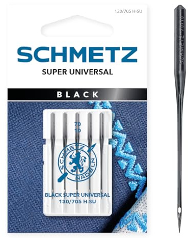 SCHMETZ | Black Super Universal | 70/10 | 5 Sewing Machine Needles | 130/705 H-SU | with nonstick coating | for all conventional household sewing machines
