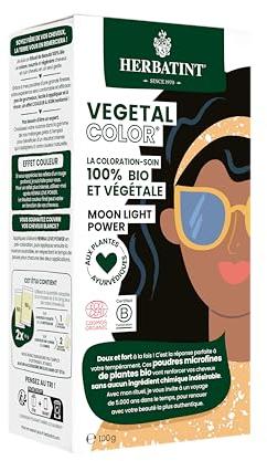 Herbatint Vegetal Color - Colorazione vegetale 100% naturale e biologico, MOON LIGHT POWER - Nero 100 grammi