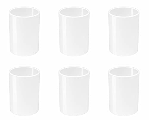 Osco White Plastic Pen Pot 6 Pack – Round Transparent Pencil Holder & Desk Tidy – Durable Office Organiser for Stationery, Pens, Pencils & Makeup Brushes – H11 x W8 x D8 cm