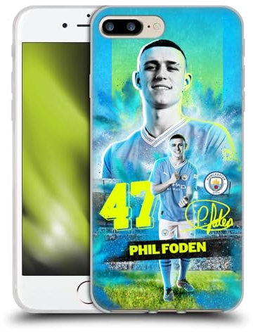 Head Case Designs Officially Licensed Manchester City Man City FC Phil Foden 2023/24 First Team Soft Gel Case Compatible With Apple iPhone 7 Plus/iPhone 8 Plus