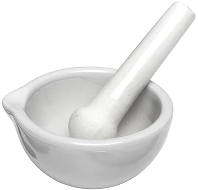 Tiardey Set di mini pestello e mortaio bianco, piccolo e compatto mortaio e pestello in porcellana, utensile da cucina per macinare spezie