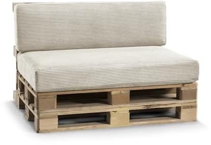 Gutekissen® Palettenkissen, Gartensofakissen, Sitzkissen, Rückenlehne gefüllt mit Poulirette-Schaum, viele Farben und Größen PFL (Set (Sitzkissen 120x80 +Rückenlehne 120x40), Beige)