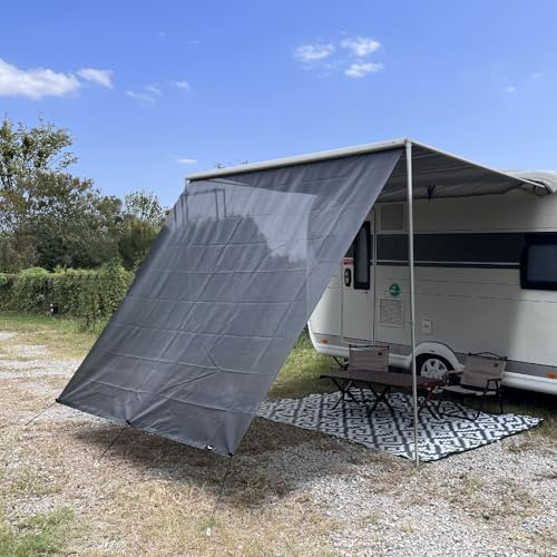 SHADEPLUS Protección solar para autocaravanas, toldos bloqueadores solares, refuerzo universal con diámetro de 6 mm, paredes delanteras para toldos con juegos completos de 2,46 x 3,35 m