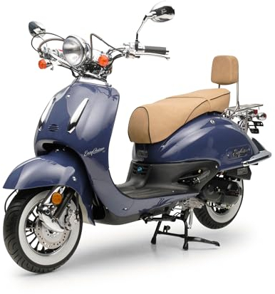 Motorroller Retro Roller EasyCruiser Eco Dunkelblau 50ccm 25 kmh Mofa Scooter