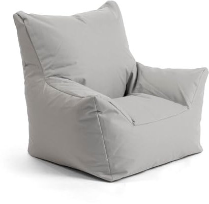 mokebo Kindersessel Outdoor 'Der Gartenzwerg', Sitzsack Kinder mit Füllung, auch als Lesesessel oder Sitzkissen fürs Kinderzimmer, Kindersitzsack oder Sessel für Kinder in Grau