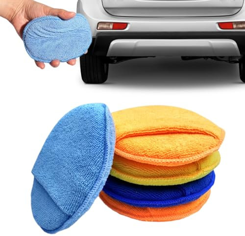 Mikrofaser Auto Handpolierschwamm 4er Set, 160x25 mm, Wax Applikator Pad für Wachse, Polituren, Lackreiniger, Autopolitur, Lackversiegelung, statt Poliermaschine mit Polierschwamm