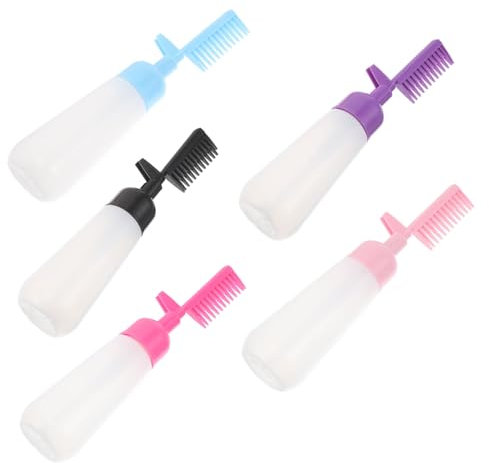 WEKADRIN 5pcs Hair Dye Shampoo Bottle Press Comb Applicator for Scalp Coloring Oil Dispensing Bottle for Hair Dyeing Portable for Home Use