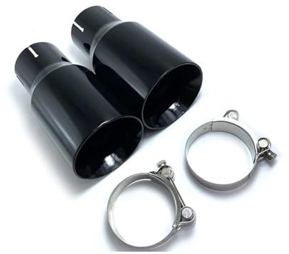 Bocca Terminale Tubo 1 PC Car Universale Acciaio Inox Nero Lucido Di Scarico Marmitta Punta Tubo Finale Silenziatore