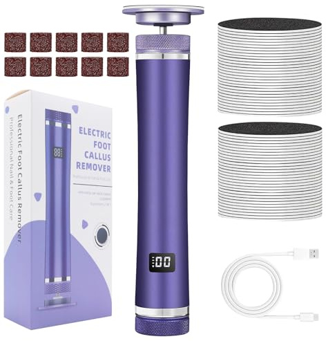Lima eléctrica para pies, escofina para callos con niveles de velocidad ajustables y batería recargable, potente escofina para el talón para mujeres, hombres, deportistas, personas mayores