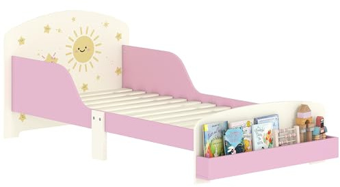 AIYAPLAY Letto per Bambini 3-8 Anni con Sponde Laterali 150x77x60 cm Rosa