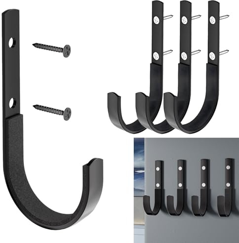 PENGCHE Lot de 4 supports muraux en acier inoxydable pour armes, pelles, sacs à dos, vêtements, solides et résistants aux rayures