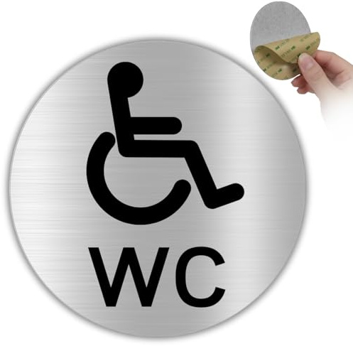 LEIASA | Señal WC Discapacitados - Ø 10 cm - Aluminio - Movilidad Reducida