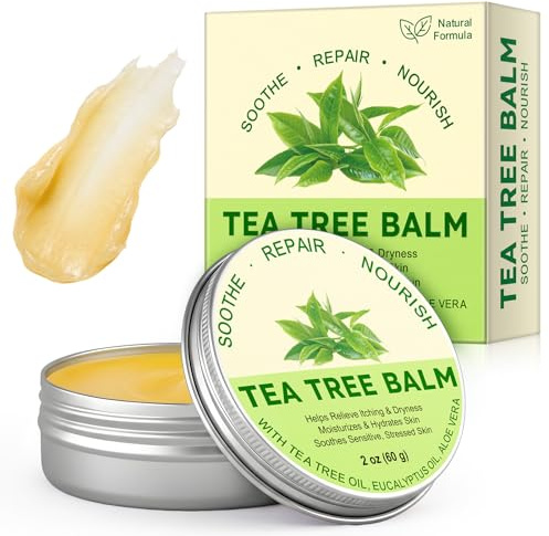 Tea Tree Oil Balm,Tea Tree Oil for Skin, Tea Tree Oil Balm for Athlete's Foot, Jock Itch & Dry Skin Relief - Irritated Skin, Cracked Heels - Organic & Safe for All Ages (1 Pack)