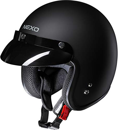 Nexo Jethelm Motorradhelm Helm Motorrad Mopedhelm Basic II, herausnehmbare Polster, Gewicht: 950 g, Ratschenverschluss, ECE 22/05, abnehmbarer Schirm, verschiedene Farben XS – XXL / 2XL