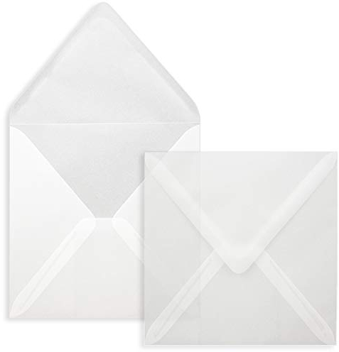Quadratische Brief-Umschläge ohne Fenster in Transparent Weiß - 100 Stück - 15 x 15 cm - Nassklebung - Für Hochzeits-Karten, Einladungskarten und mehr - Serie FarbenFroh