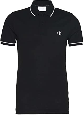 Calvin Klein Jeans Herren Tipping Slim J30j315603 Kurzarm Poloshirts, Schwarz (Ck Black), M EU