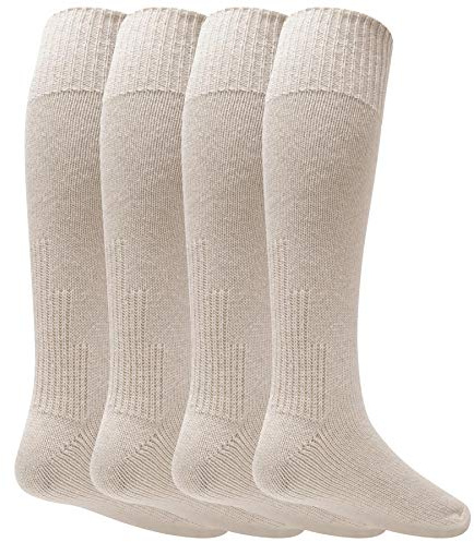 Mens Knee High Fisherman Socks - Pack of 4 - Angling Boot Country Fishing Socks - 50% Wool - UK Size 6-11 - (CREAM)