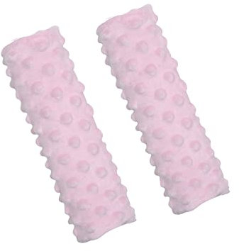 Balbina 2 Stück Gurtpolster Auto, Schulterpolster Erwachsene Kinder, Babyschale einsetzbar als Schoner für Kinderwagen Rucksäcke, Minky-Stoff, universal 7 x 21 cm, Hellrosa