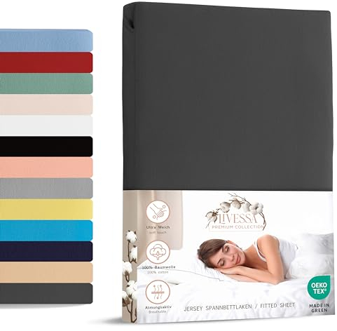 Livessa Spannbettlaken 70x140 aus Baumwolle Single-Jersey Stoff 140 g/m², Spannbetttuch/Bettlaken, Oeko-TEX Zertifiziert (M24M05FF9), Ultra weich