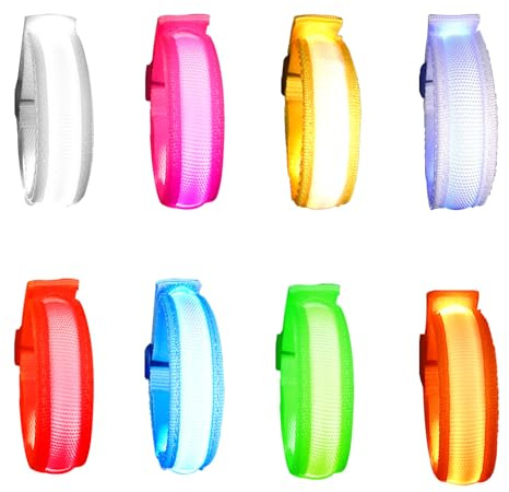 TOPJOWGA Ljusarmband för barn, 8 stycken LED-blinkande armband, ljusarmband mörka festtillbehör, LED-ljusleksaker, armband glöd i mörk fest present barnfödelsedag, Polyester