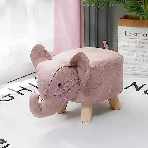 Reposapiés de Animales, Reposapiés con Forma de Animal de Dibujos Animados, Bonitos Taburetes Otomanos con Forma de Elefante, Mini Muebles Otomanos para Guardería, Dormitorio, Sala de Juegos(Rosa)