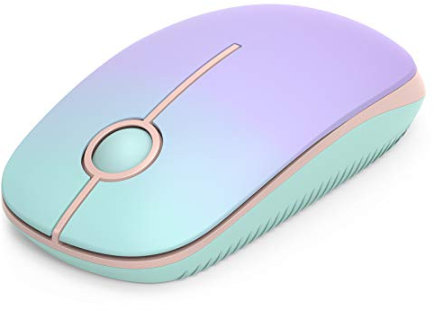 seenda Maus Kabellos, 2,4G Funkmaus mit 1600 DPI für PC/Laptop/MacBook/Linux, 3 Leise Tasten, Für Links- und Rechtshänder, 18 Monate Akkulaufzeit(Grün & Lila)