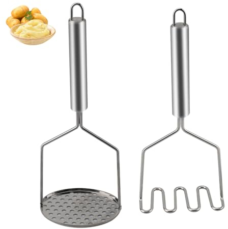 2 Stück kartoffelstampfer,potato masher，kartoffelstampfer edelstahl, Kartoffelstampfer, Gemüsestampfer Kartoffelpresse,manuelles Design, geeignet für Kartoffelpüree und Hülsenfrüchte