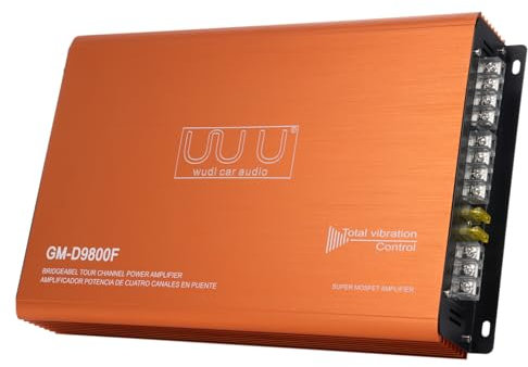 Shkalacar Amplificatore Auto WUDI Audio Systems, 4 CANALI, 4 X 100W Amplificatore Audio di Potenza Stabile da 4 A 16 Ohm, Alloy di Alluminio Premium