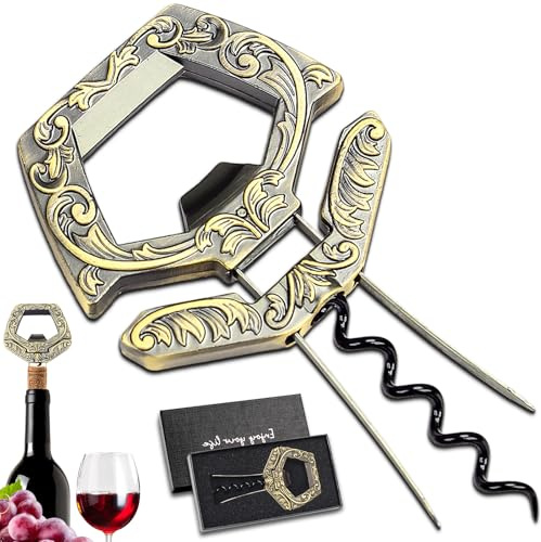 LUCYLANKER Apribottiglia e Cavatappi 3 in 1 Ah So, Cavatappi Vecchie Annate, Vino e Birra, Regalo per Gli Amanti del Vino (Bronzo)
