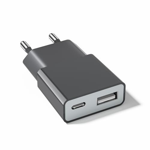 Prise pour câble de Charge USB, 5V 1A 2Port USB C+ A Prise Secteur Chargeur, 5W Prise de Charge, Adaptateur de Prise Adaptateur pour iPhone, Galaxy, Xiaomi,Huawei (Epaisseur 1.45cm/1paquet)