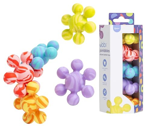 Ubbi Joinibble tänder för spädbarn, matklass platina silikon, soothes teething and massage gums, BPA och PVC-fri, 5-pack