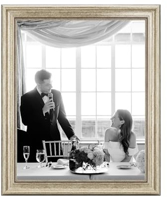 CABBEL Marco de fotos 40x50 cm plata – Marco vintage barroco con estilo antiguo para pósters, fotos y certificados – Con acrílico irrompible – Decorativo y elegante – Perfecto para salón