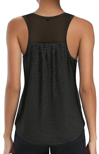 Wayleb Camiseta Deportiva de Tirantes Mujer Espalda de Malla Top Deportivo Mujer Sin Mangas Camisetas de Entrenamiento Transpirable y Ligera para Fitness, Running, Yoga