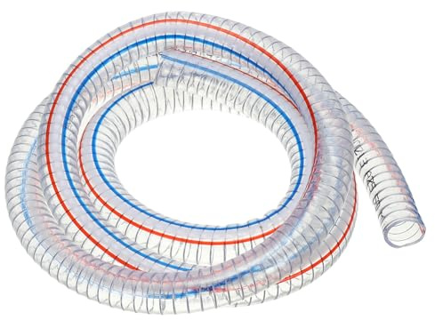 PATIKIL 7/8 ID Wire Reinforced Hose 6.6 Ft, PVC Vinyl Suction Tubing High Pressure Chemical Resistant with Spiral Steel Wire for Water Fuel Powder Drain, Clear