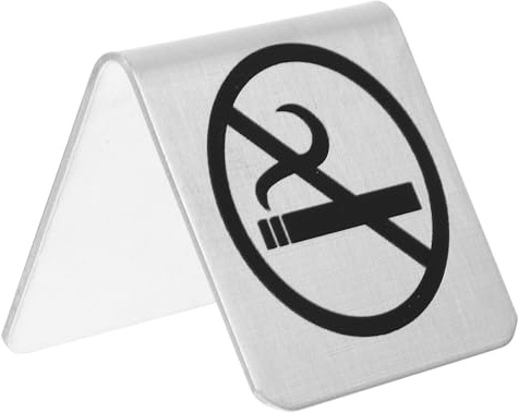 HOLIDYOYO Panneau de Table Interdit de Fumer en Acier Inoxydable Format Tente Compact Signalétique Intérieure pour Restaurants Bureaux et Lieux Publics Résistant à L’Usure et Facile à