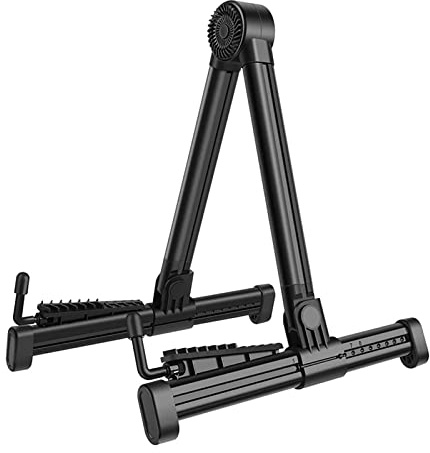 Svart A Frame gitarrstativ med silikondyna hopfällbar stabil ABS folkgitarrhållare för hemklassrum Akustisk elbas