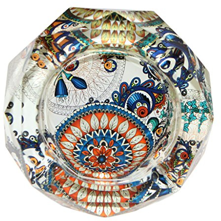 Winterworm - Cenicero de cristal en forma de octágono de 10 cm, cristal, Mandala.