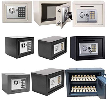 Digital Code Safe Box with 2 Emergency Keys - Lockable Security for Home Office or Hotel - Grey, 4.6L