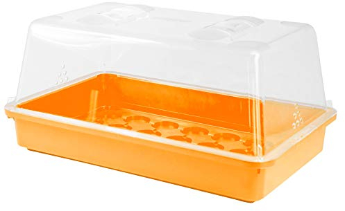 mgc24 Zimmergewächshaus Greenhouse - Anzuchtschale mit Deckel und Belüftung - Orange
