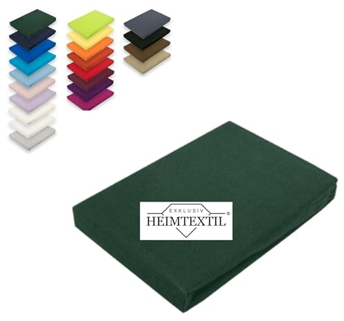 EXKLUSIV HEIMTEXTIL Jersey Spannbettlaken Premium Marke 120 x 200 cm Dunkelgrün