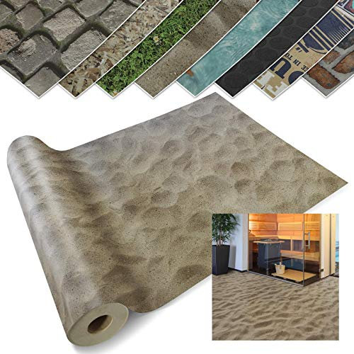 casa pura Revêtement Sol PVC - Stickers Effet 3d - Film Vinyle Pour Meuble & Sol Original - Sol PVC Rouleau Antidérapant Cuisine, Salle de Bain, Bureau - Aspect Plage de Sable (200x200 cm)