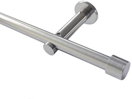 HUGG Gardinenstange Cap (vm.77) Ø 16mm, Wandmontage, Edelstahl-Optik - 150 cm