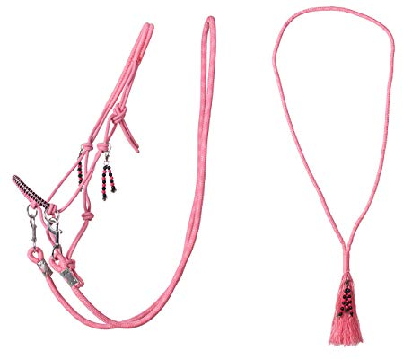 QHP Knotenhalfter Kombi Liberty Set aus Knotenhalfter mit ABN. Zügeln + Halsseil (Warmblut, Flamingo pink)