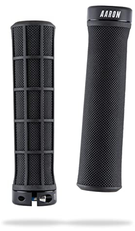 AARON Enduro MTB, Fahrradgriffe aus rutschfestem Gummi - sportliche Lenkergriffe inkl. Lock-On Ring - Griffe für Mountainbike, BMX, E-Bike in schwarz