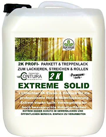2K Parkettlack Seidenmatt Parkettsiegel Treppensiegel Treppenlack Fußbodenlack Dielenlack Contura Zweikomponenten Lack Klarlack farblos (2,5 Liter)